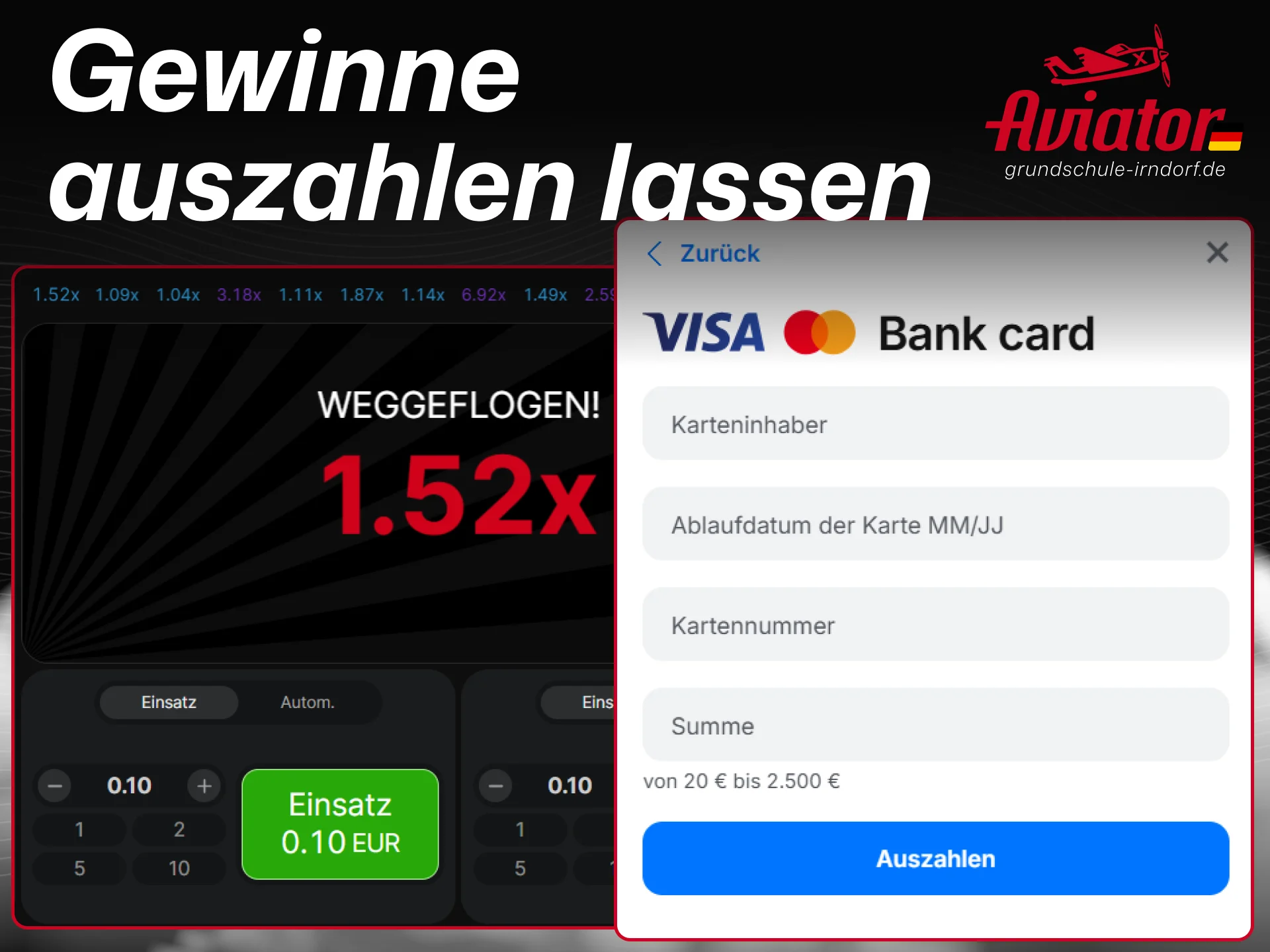 Lassen Sie sich Ihre Gewinne aus dem Aviator-Spiel sicher auszahlen.