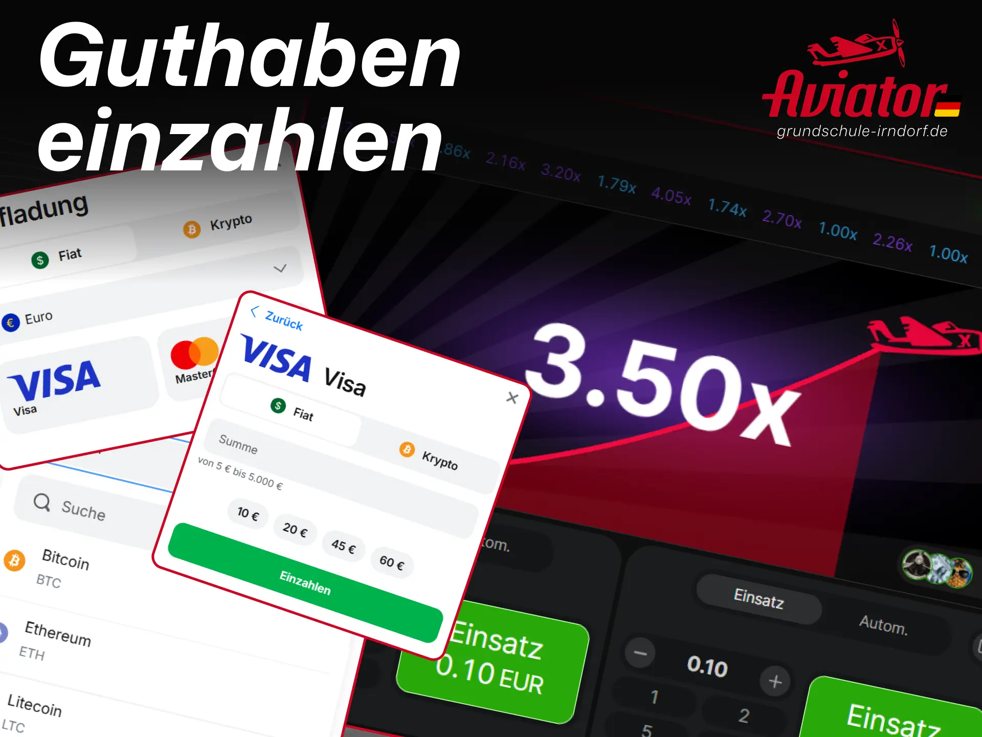 Zahlen Sie Guthaben auf Ihr Casino-Konto ein, um Aviator mit Echtgeld zu spielen.